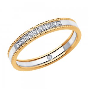 Обручальное кольцо из комбинированного золота с бриллиантами SOKOLOV