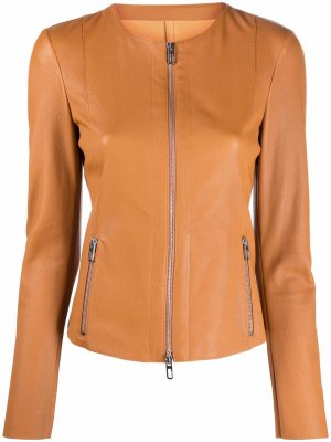 Zipped-up leather jacket Drome. Цвет: коричневый