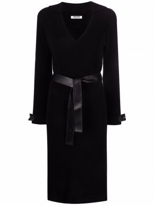 Платье с V-образным вырезом и поясом Max & Moi. Цвет: черный