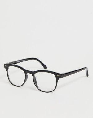 Квадратные очки в черной оправе с прозрачными стеклами -Черный AJ Morgan