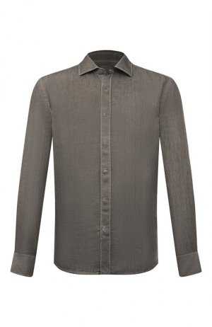 Льняная рубашка 120% Lino. Цвет: серый