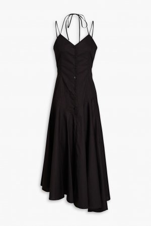 Платье миди из хлопкового поплина с асимметричным вырезом , черный MSGM