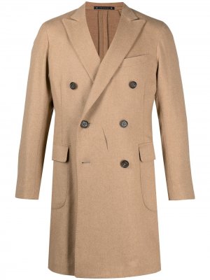 Двубортное пальто с заостренными лацканами Bagnoli Sartoria Napoli. Цвет: коричневый