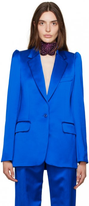 Синий пиджак с заостренными лацканами Dries Van Noten