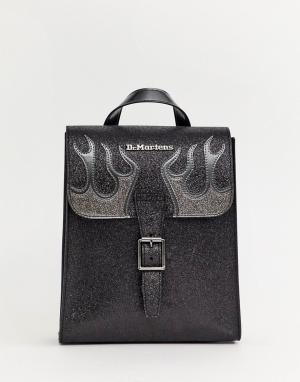 Черный миниатюрный рюкзак с блестками Dr Martens. Цвет: черный