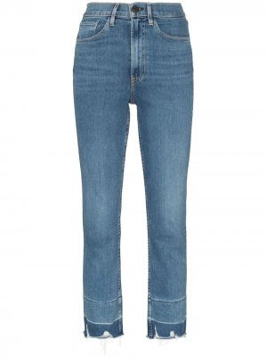 Укороченные джинсы Shelter с бахромой 3x1. Цвет: синий