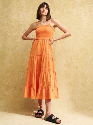 Nothing's Child Многоярусное солнцезащитное платье Maisi из органического хлопка, оранжевое Nobody's