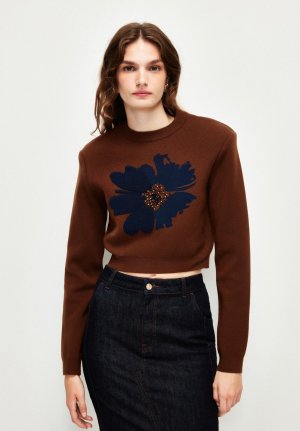 Вязаный свитер FLOWER PRINTED , цвет brown adL