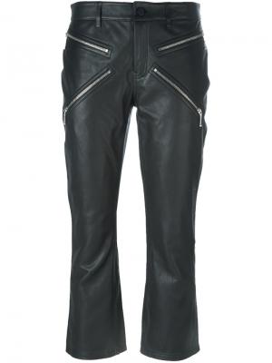 Укороченные кожаные брюки Alexander Wang. Цвет: черный