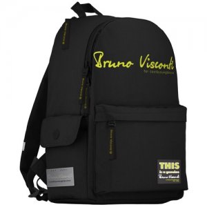 Рюкзак молодежный черный ORIGINAL (желтый) Bruno Visconti. Цвет: черный