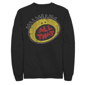 Мужской флисовый пуловер с графическим рисунком All That Classic Vintage Face Logo Title, черный , Nickelodeon