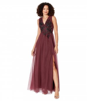 Платье , Long Tulle and Lace Applique Evening Dress BCBGMAXAZRIA