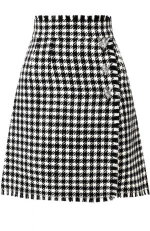 Шерстяная мини-юбка с бахромой Dolce & Gabbana. Цвет: черно-белый