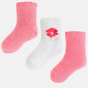 Носки 3 пары, размер 27-29 (4 года), розовый, белый Mayoral. Цвет: белый-розовый/белый/розовый