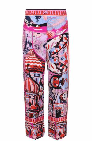 Шелковые брюки прямого кроя с ярким принтом Emilio Pucci. Цвет: фиолетовый
