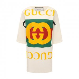 Хлопковая футболка Gucci. Цвет: бежевый
