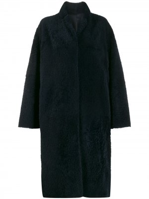 Фактурное пальто длины миди Liska. Цвет: синий
