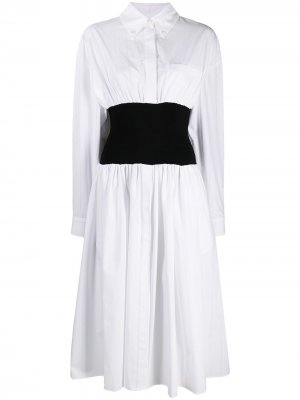 Платье-рубашка длины миди с длинными рукавами Alexandre Vauthier. Цвет: белый
