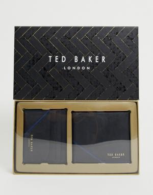 Подарочный набор из черных бумажника и кредитницы Foals Ted Baker. Цвет: черный