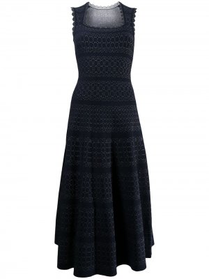 Расклешенное платье миди с геометричным узором Alaïa Pre-Owned. Цвет: черный