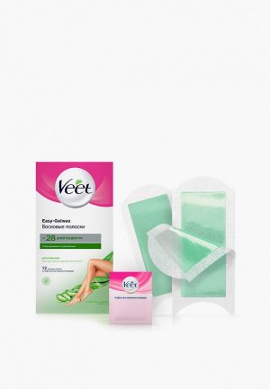 Полоски для депиляции Veet восковые сухой кожи, 12 шт. (зеленые). Цвет: прозрачный