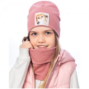 Детский комплект для девочки (шапка, снуд),цвет черный, размер 52-54 FOMAS. Цвет: черный