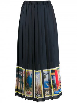 Плиссированная юбка Holidays с принтом Ultràchic. Цвет: черный