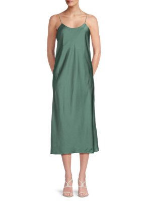 Атласное платье-комбинация миди с украшением Ba&Sh, зеленый BA&SH