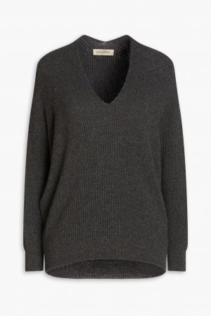 Кашемировый свитер в рубчик Gentryportofino, темно-серый GENTRYPORTOFINO