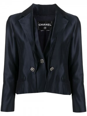 Двубортный пиджак с заостренными лацканами Chanel Pre-Owned. Цвет: синий