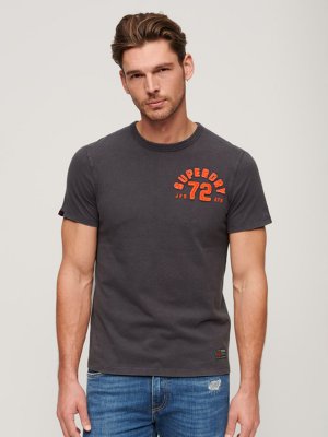 Винтажная футболка с коротким рукавом и спортивной грудью , графитовый черный Superdry