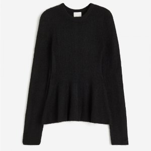 Свитер Rib-knit Peplum, черный H&M