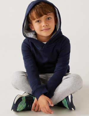 Пуловеры с капюшоном из хлопка (2–7 лет) , темно-синий Marks & Spencer
