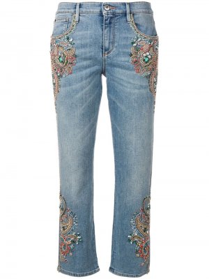 Укороченные джинсы с вышивкой Roberto Cavalli