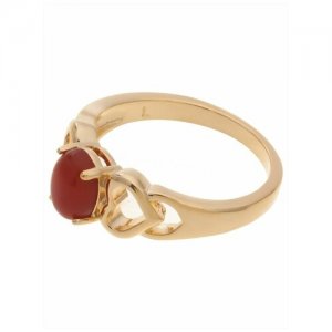 Кольцо помолвочное , агат, размер 16, бордовый Lotus Jewelry. Цвет: бордовый