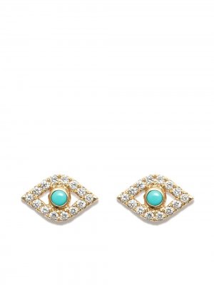 14kt yellow gold Evil Eye stud earrings Sydney Evan. Цвет: золотистый