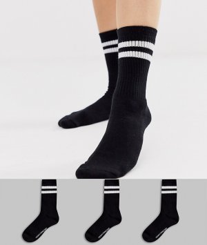 3 пары черных носков с полосками -Черный French Connection