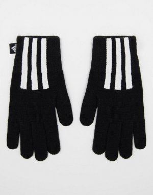 Черные перчатки с тремя полосками adidas-Черный цвет adidas performance