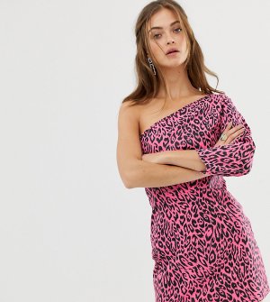 Асимметричное джинсовое платье мини с леопардовым принтом -Розовый цвет See You Never