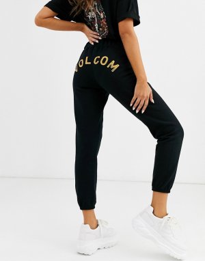 Черные спортивные штаны из флиса с логотипом -Черный Volcom