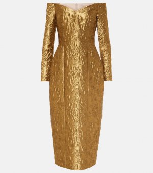 Жаккардовое платье миди burleigh с цветочным принтом, золото Emilia Wickstead
