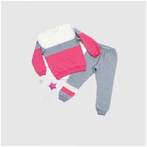 Комплект одежды алиса, размер 116, белый/розовый/серый АЛИСА. Цвет: розовый/белый/серый
