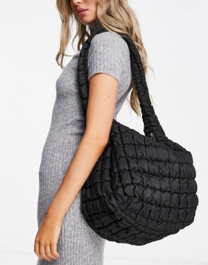 Большая дутая сумка на плечо -Черный цвет Glamorous