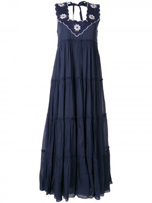 Платье с вышивкой Innika Choo. Цвет: синий