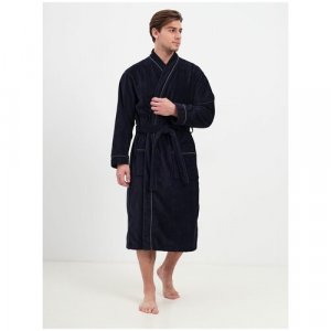 Халат , длинный рукав, банный халат, пояс/ремень, карманы, размер 54-56, синий Luisa Moretti. Цвет: синий