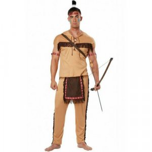 Костюм для мужчин Храбрый индеец California Costumes. Цвет: коричневый