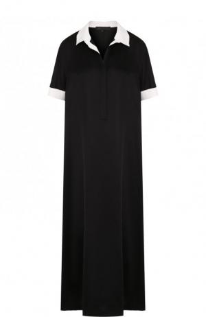 Платье-рубашка свободного кроя с коротким рукавом Tegin. Цвет: черный