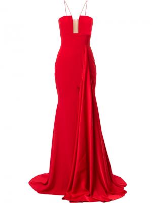 Длинное вечернее платье Ryland с драпировкой Alex Perry. Цвет: красный
