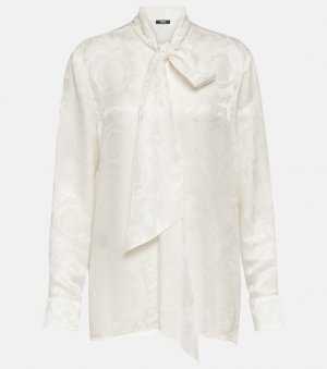 Жаккардовая блузка barocco с шелковой отделкой , белый Versace