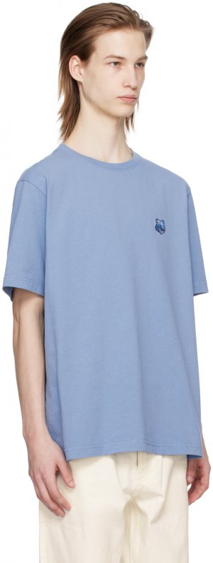 Синяя футболка с головой лисы Maison Kitsune Kitsuné